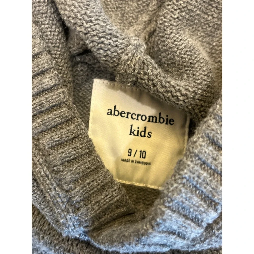 Abercrombie Kids Grey Knit Ski Graphic Hoodie Sweater‎ Boys Size 9/10 Winter